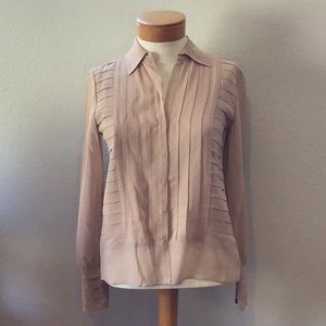 Max Studio silk blouse. Long sleeve with pleated cuff.